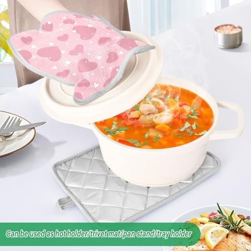 KCLDECI Heart 2Pack Pot Holders Heat-Resistant Oven Mitts for Baking Cooking
