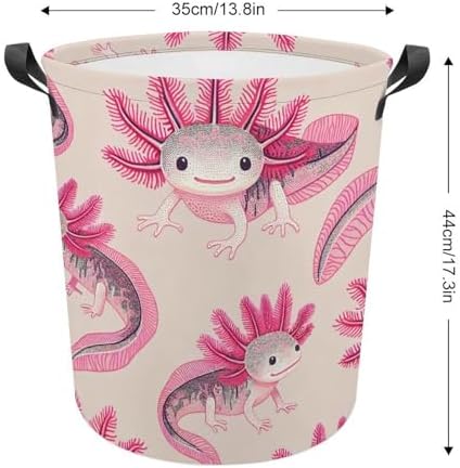 MeikoKClosure Cartoon Axolotl Pink 173x138 Water Resistant Laundry Hamper