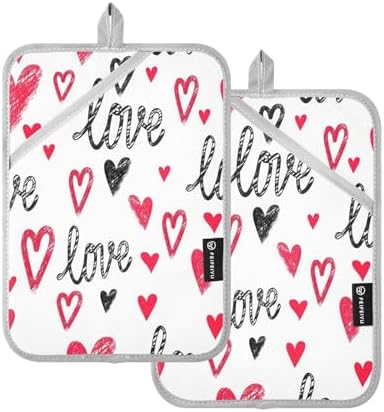 Kcldeci Hearts 2Pack Heat Resistant Oven Mitts