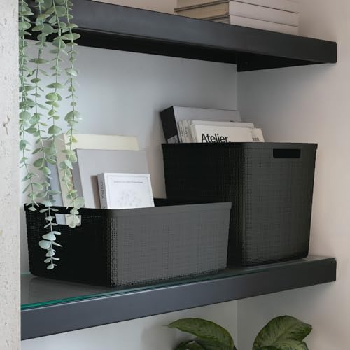 Curver Jute Decorative Plastic Cube Storage Organizer