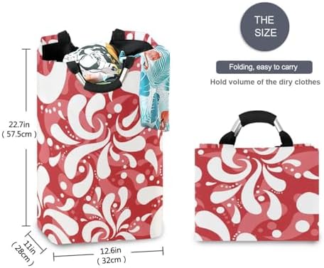 Retro Red Oriental Floral Clothes Hamper - Collapse Waterproof Laundry Organizer