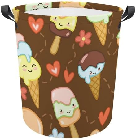 Cute Ice Creams Flower Laundry Hamper Waterproof Durable Mesh Basket