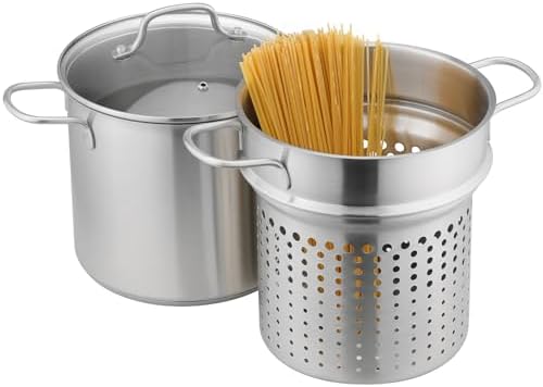 Navaris Stainless Steel Pasta Pot 57 L - Induction Gas Electric Oven Safe