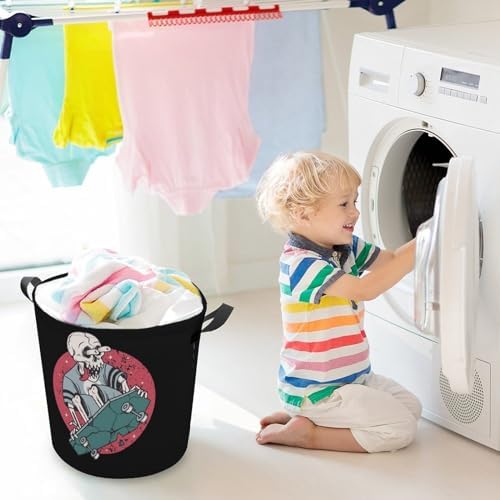 OV2925MEI skull print skateboard laundry hamper