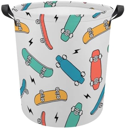 MEIKKO Hand-Drawn Skateboarding Clothes Hamper Waterproof Easy-to-Carry