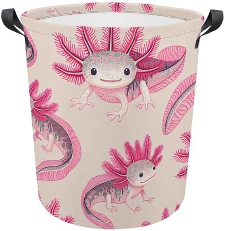 MeikoKClosure Cartoon Axolotl Pink 173x138 Water Resistant Laundry Hamper