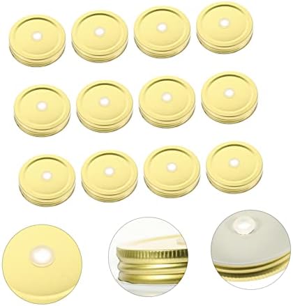 OKUMEYR 48 Pcs Reusable Mason Jar Lids with Straw Hole