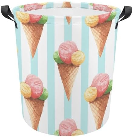 MEIKKO Cute Ice Cream Laundry Hamper - _waterproof Organizer for Dimensional-storage