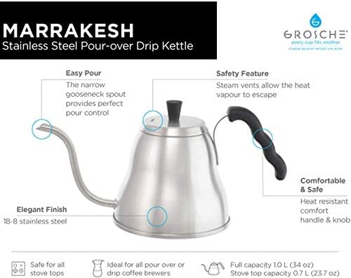Premium Coffee Tea Kettle with thermometer and stovetop pour over