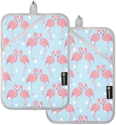 Durable Pink Flamingo Oven Mitts Heat Resistant Potholders for Kitchen