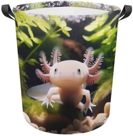 MEIKKO Cute Axolotl Nature Laundry Hamper