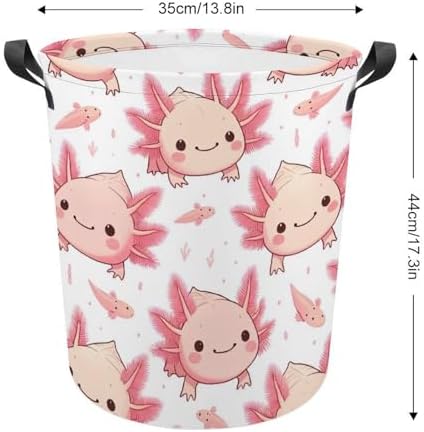 Cartoon Axolotl Pink Laundry Hamper
