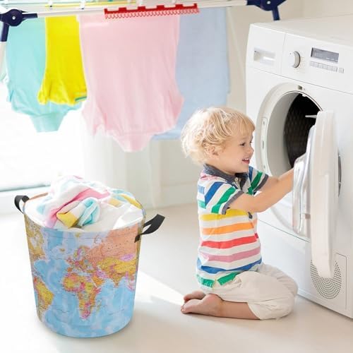 MEIKKO Map of The World Laundry Basket