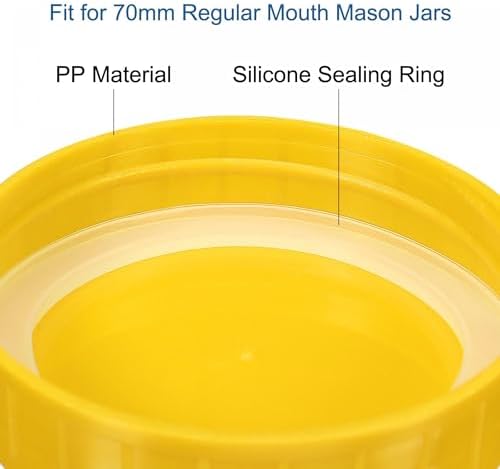 High-Quality Mason Jar Lids 10-Pack with Silicone Sealing Ring Yellow