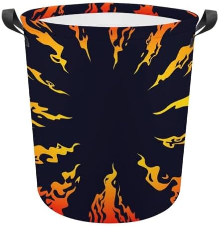Fire Black Background Waterproof Laundry Hamper with Easy Carry Handles