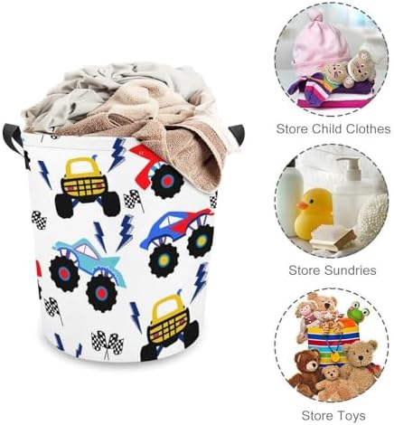 MEIKKO Monster Truck Laundry Basket with Handles