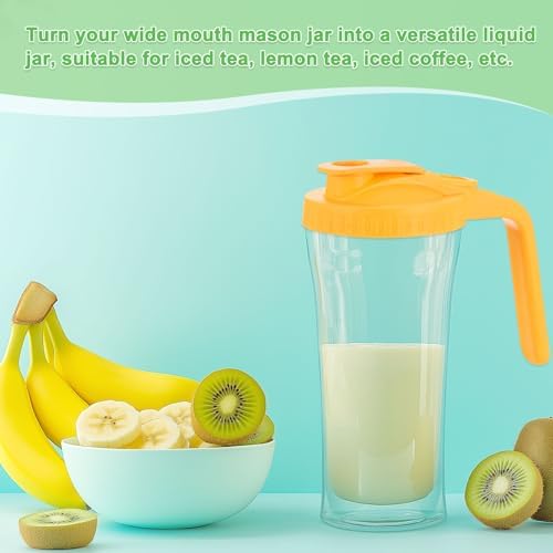 Uxcell 2Pcs Mason Jar Pour Spout Lid with Handle Yellow