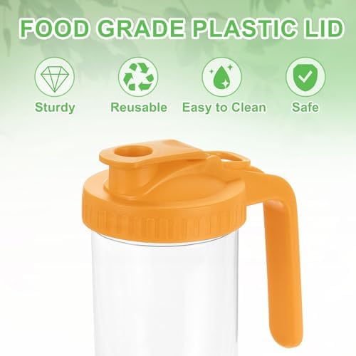 Uxcell 2Pcs Mason Jar Pour Spout Lid with Handle Yellow
