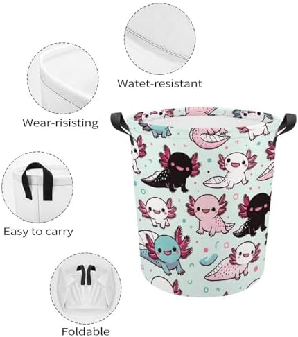 Cartoon Axolotl Laundry Hamper Waterproof Fun