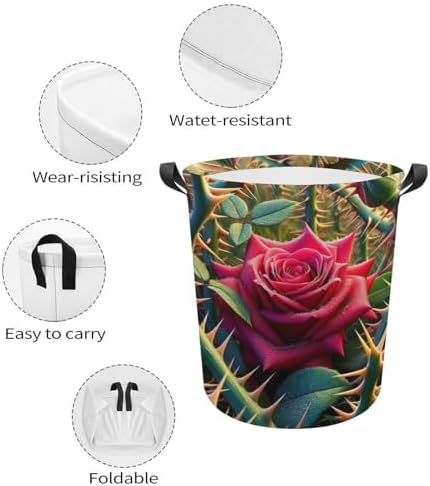 MEIKKO Rose Among Thorns Laundry Hamper Waterproof Collapsible