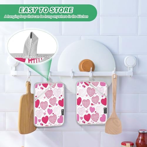 Heat-Resistant Doodle Hearts Pot Holder Set