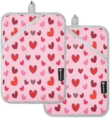 Kcldeci Cute Hearts 2-Pack Heat-Resistant Potholders