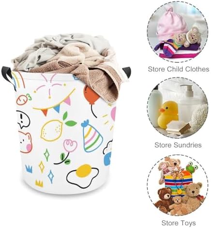 MEIKKO Cuddliest Doodle Rainbow Laundry Hamper