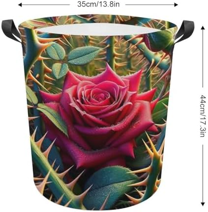 MEIKKO Rose Among Thorns Laundry Hamper Waterproof Collapsible