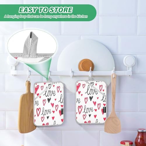 Kcldeci Hearts 2Pack Heat Resistant Oven Mitts