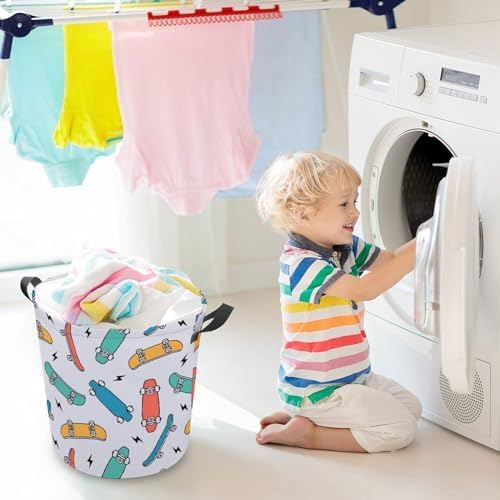 MEIKKO Hand-Drawn Skateboarding Clothes Hamper Waterproof Easy-to-Carry