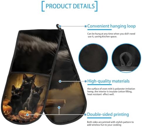 Gublec Halloween Cats Pumpkins Oven Mitts