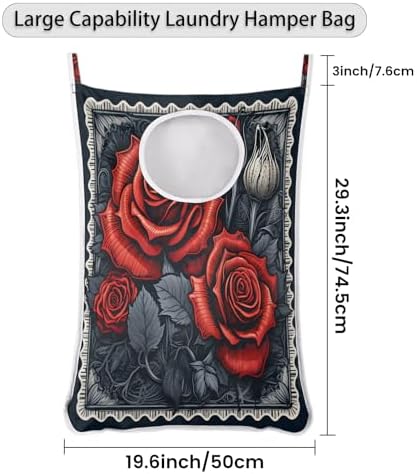 Foldable Red Rose Laundry Hamper for Efficient Storage