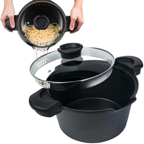 5 QT Non-Stick Stock N Pasta Pot with Easy Pour Strainer 9