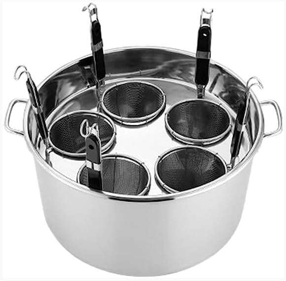 Pasta Pot Set with Strainer Basket Large Capacity 5 Holes