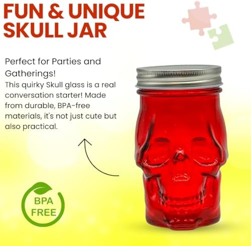 14 oz Colorful Skull Glass Mason Jar Pink