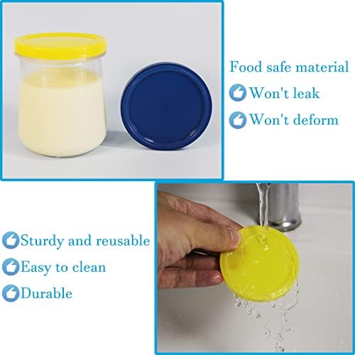 gocola Jar Lids for Oui - 12 Pack Clear with Labels