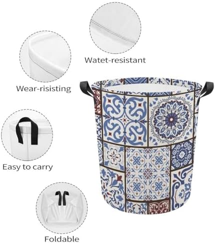 MEIKKO Tile Talavera Style Laundry Hamper