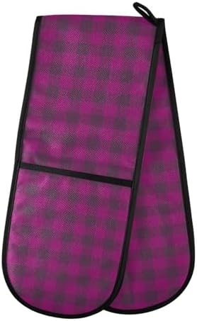 KLL Halloween Violet Buffalo Plaid Double Oven Mitts 35 x 7 Heat-Resistant