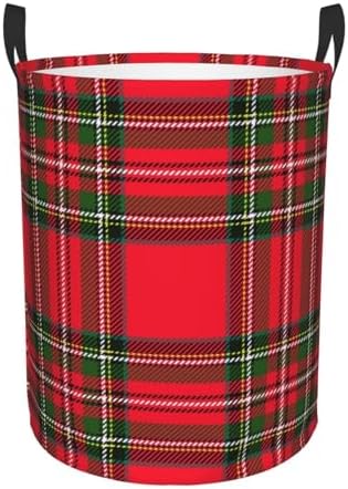 Christmas Plaid Folding Laundry Basket
