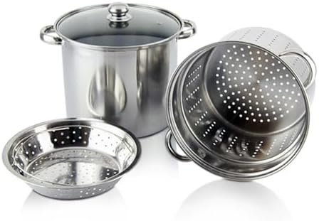Stainless Steel Pasta Pot Set with Strainer for Boiling Pasta Steaming Vegetables