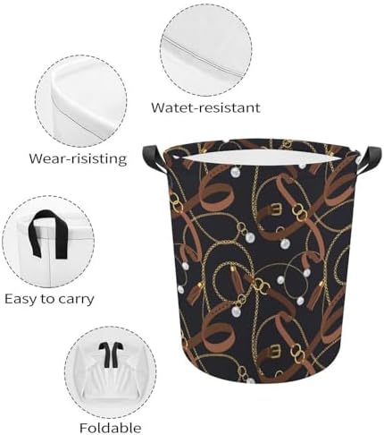Meiko Gold Chains And Pendants Laundry Hamper Waterproof Unique Design