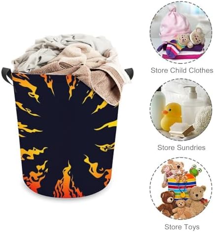 Fire Black Background Waterproof Laundry Hamper with Easy Carry Handles