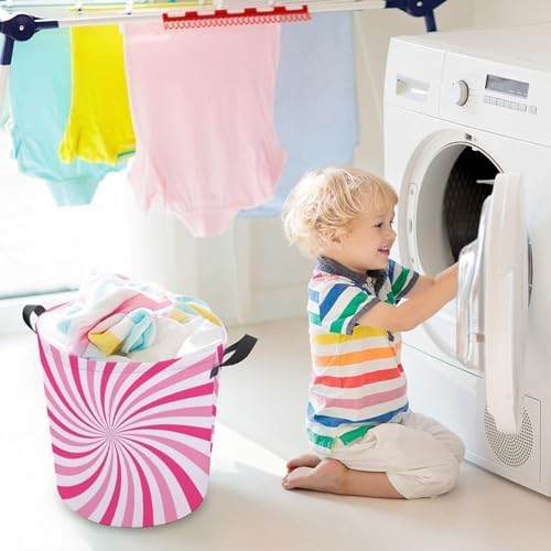 MEIKKO Pink Cream Candy Laundry Hamper