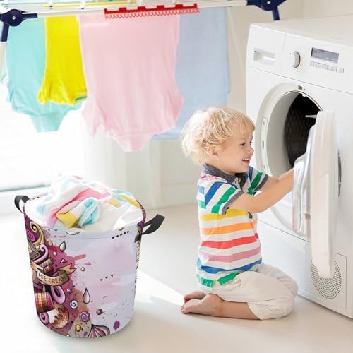 Cartoon Watercolor Ice Cream MEIKKOLaundry Hamper