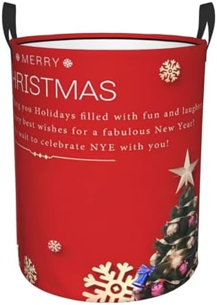 Merry Christmas Tree Snowflake Collapsible Laundry Basket