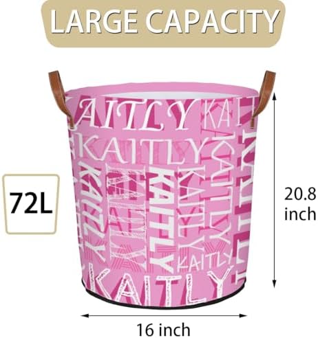 Personalized Pink Storage Tote - Waterproof Collapsible Laundry Basket