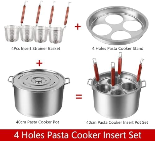 BINGWANG Pasta Pot Set 4 Hole Stainless Steel Cooking Tool with Strainer