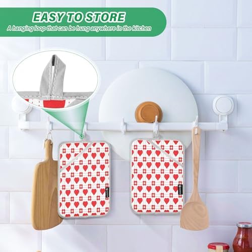 KCldeci Geometric Love 2-Pack Pot Holder Set - Heat-Resistant Durable
