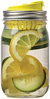 Claires Lemonade Stand Mason Jar Fruit Infuser Lid Yellow Set of 2