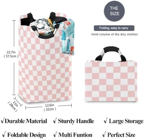 Cozy Pink Checkered Racing Baby Laundry Basket for Kids